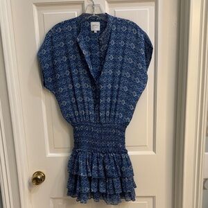 Misa Los Angeles Blue Patterned Mini Dress